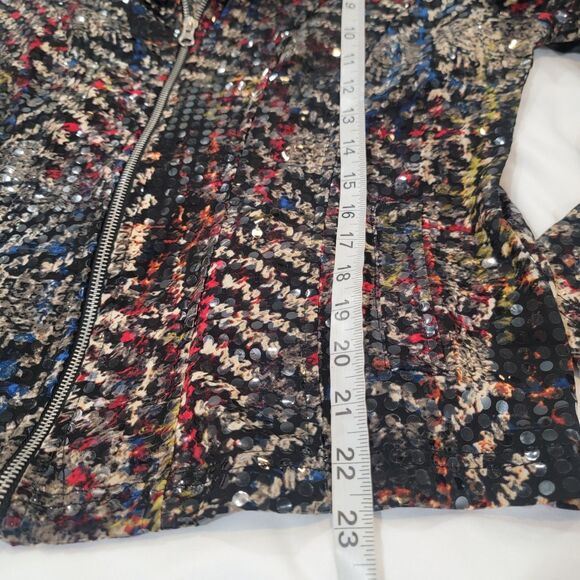 Vintage N Touch Womens Zip Up Sweater Size Small Sequin Abstract Art - Picture 7 of 7